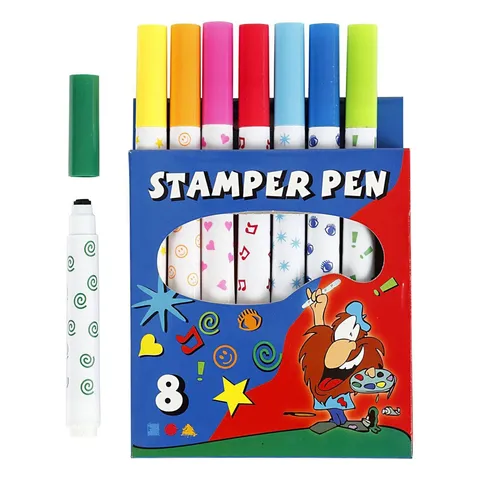 Stämpelpennor med motiv, 8-pack