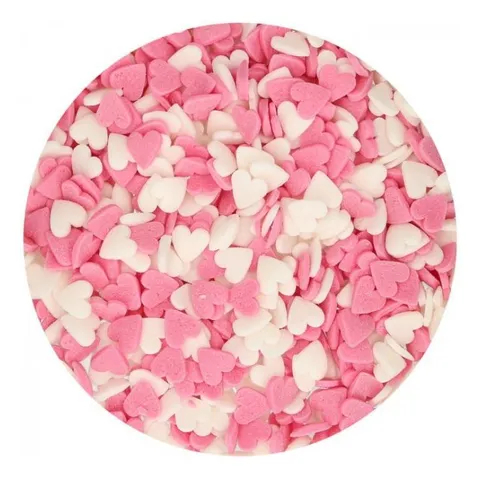 Hjärtströssel i rosa och vitt
