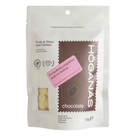 Jordgubbar i vit choklad, Höganäs Chocolate