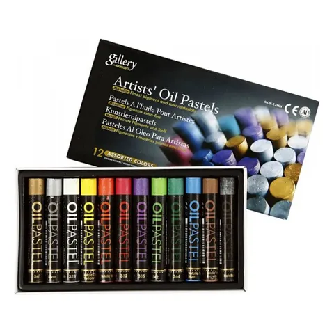 Oljepastellkritor metallic, 12-pack