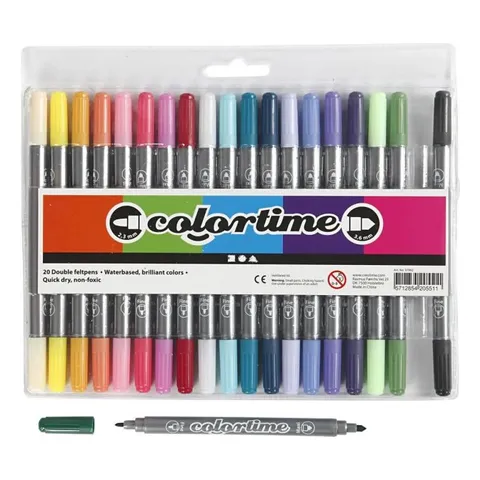 Tuschpennor Colourtime, 20-pack