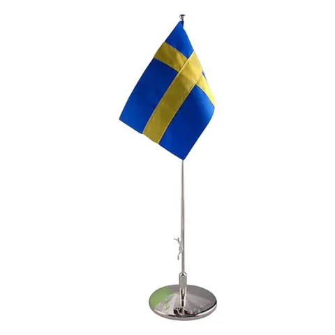 Dopflaggstång i nysilver med gravyr