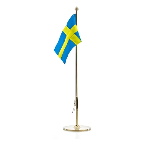 Bordsflaggstång i mässing med gravyr