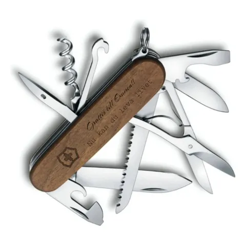 Fickkniv Huntsman Wood med namn, Victorinox