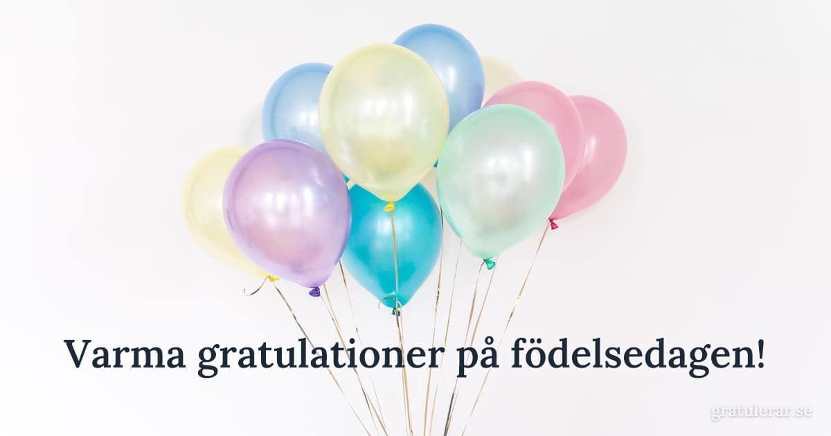 Varma gratulationer på födelsedagen! — Pastellfärgade ballonger mot vit bakgrund — festlig bukett till kortet